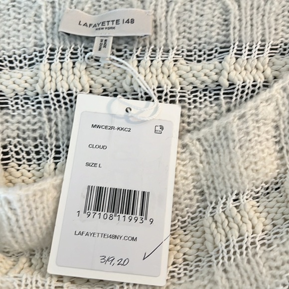 NWT Lafayette 148 Rib Bateau Neck Sweater Cloud Knit Silk Wool Cotton Sweater - Picture 10 of 13